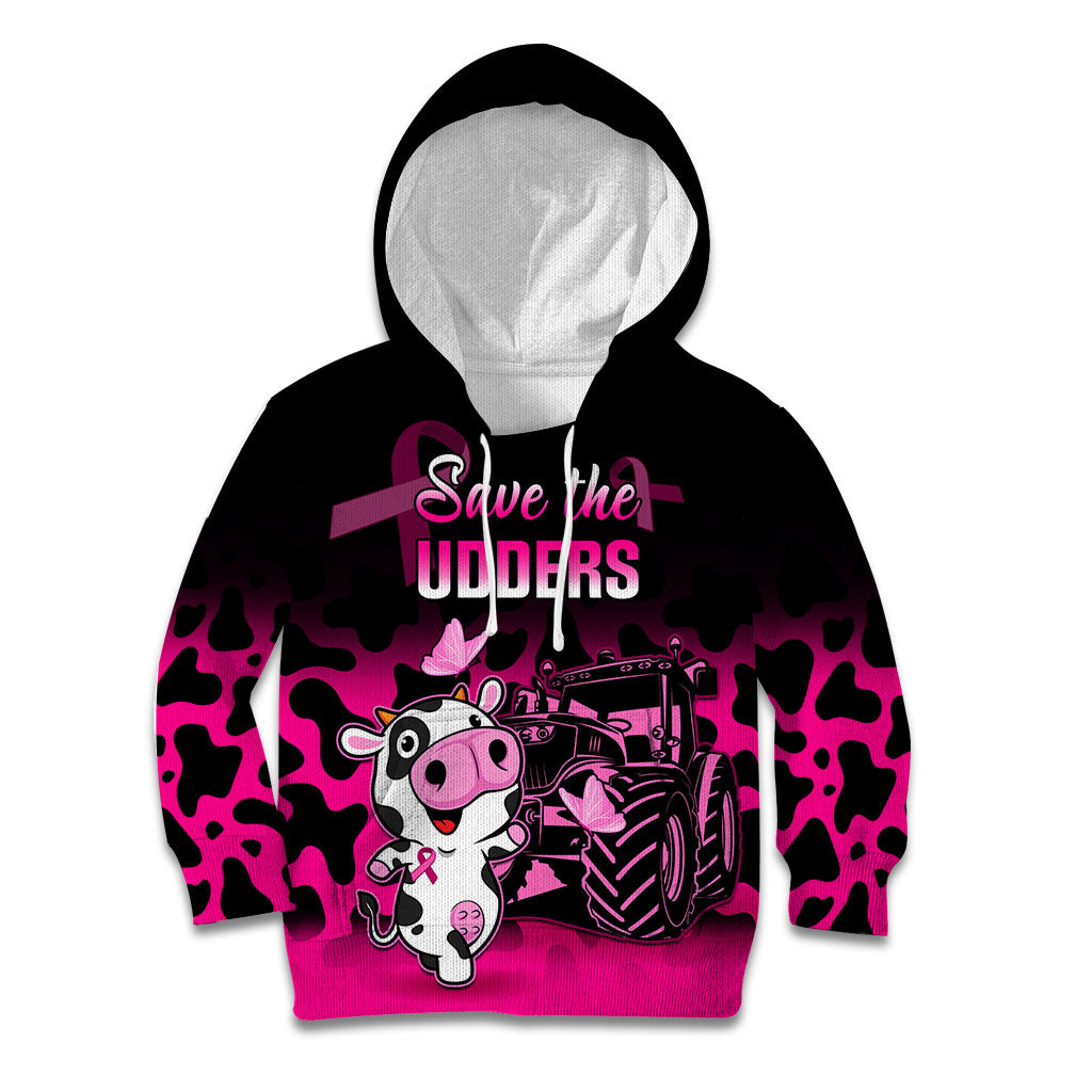 Personalised Save The Udders Kid Hoodie Farmer Day Breast Cancer Support
