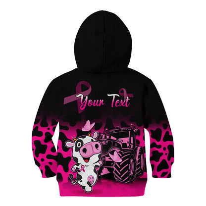 Personalised Save The Udders Kid Hoodie Farmer Day Breast Cancer Support