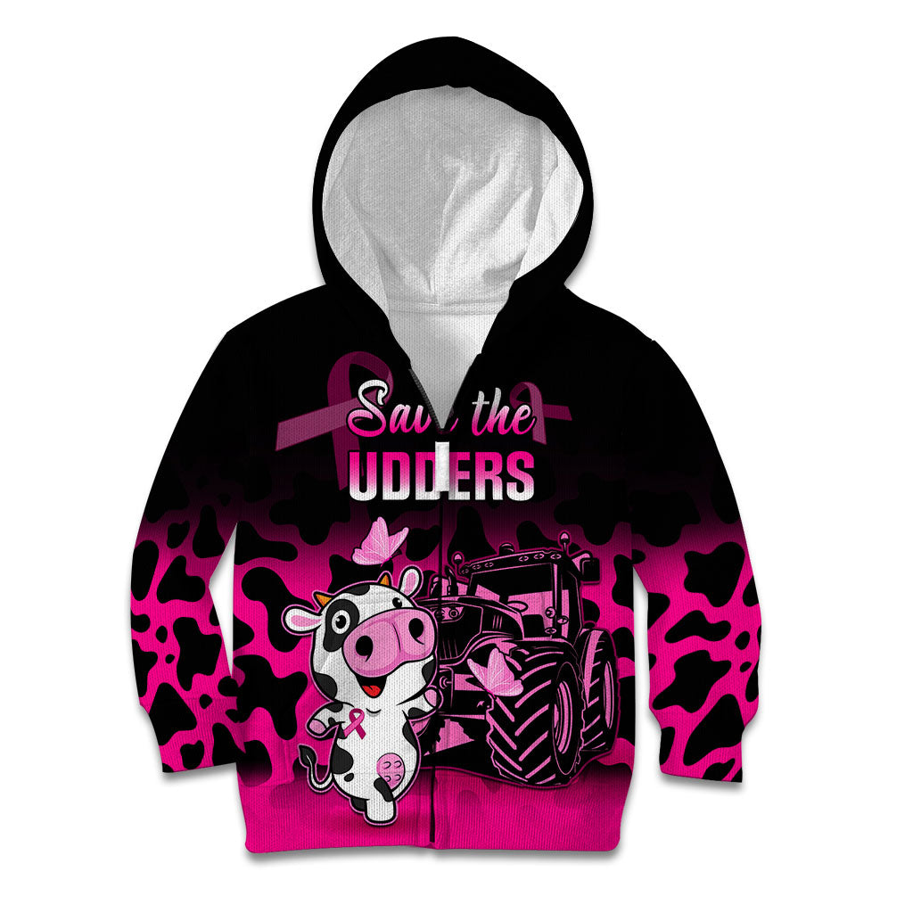 Personalised Save The Udders Kid Hoodie Farmer Day Breast Cancer Support