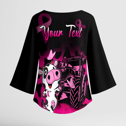 Personalised Save The Udders Kimono Sleeve Blouse Farmer Day Breast Cancer Support