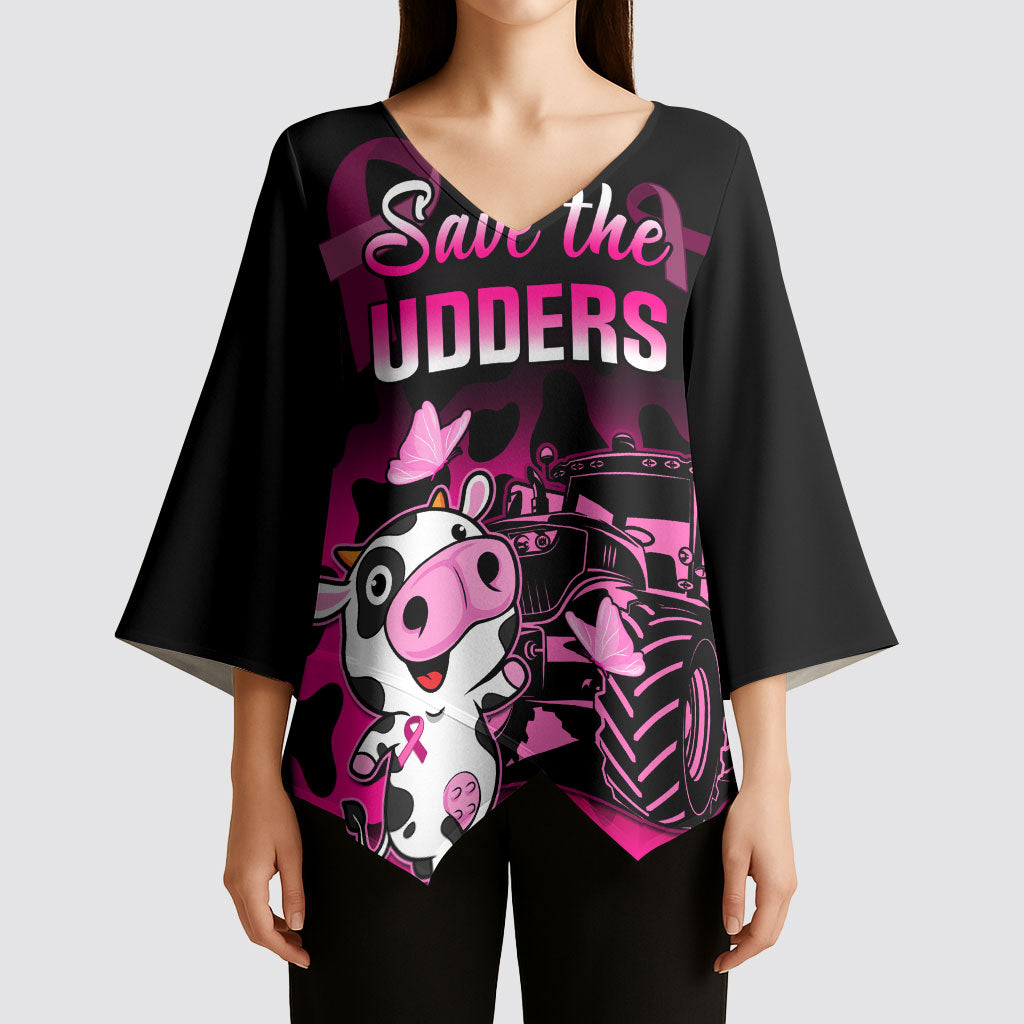 Personalised Save The Udders Kimono Sleeve Blouse Farmer Day Breast Cancer Support