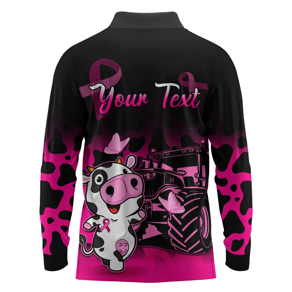 Personalised Save The Udders Long Sleeve Polo Shirt Farmer Day Breast Cancer Support