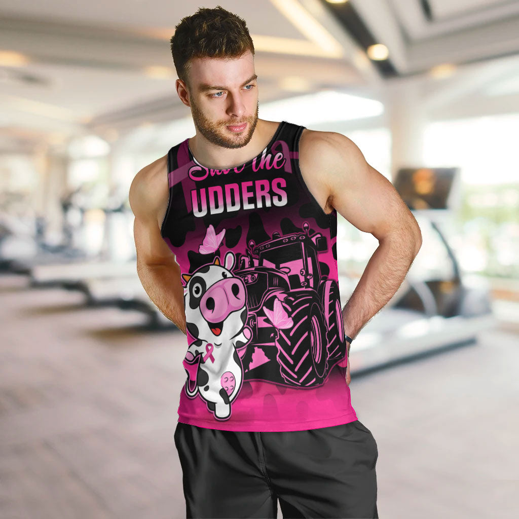 Personalised Save The Udders Men Tank Top Farmer Day Breast Cancer Support