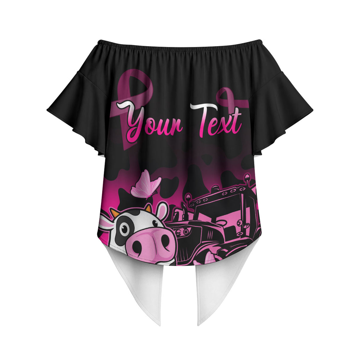 Personalised Save The Udders Off Shoulder Wrap Waist Top Farmer Day Breast Cancer Support
