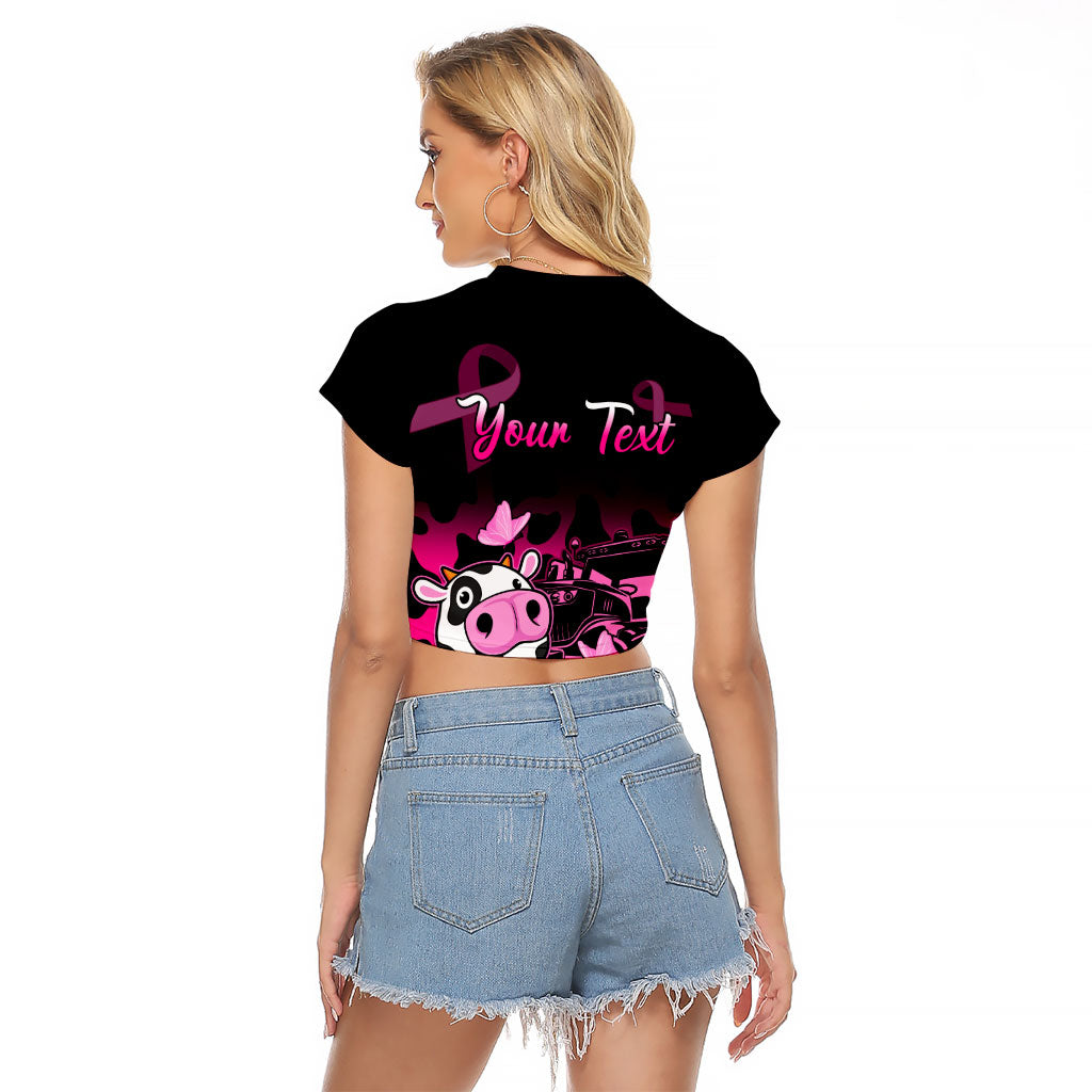 Personalised Save The Udders Raglan Cropped T Shirt Farmer Day Breast Cancer Support