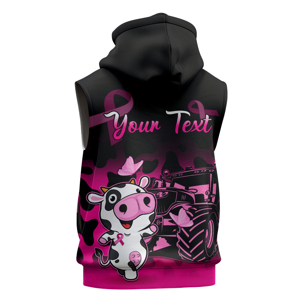 Personalised Save The Udders Sleeveless Zip Hoodie Farmer Day Breast Cancer Support