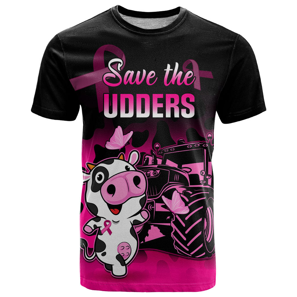 Personalised Save The Udders T Shirt Farmer Day Breast Cancer Support