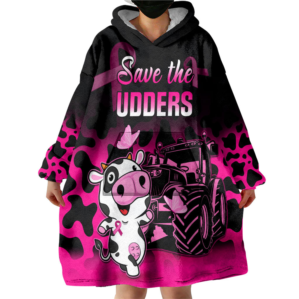 Personalised Save The Udders Wearable Blanket Hoodie Farmer Day Breast Cancer Support
