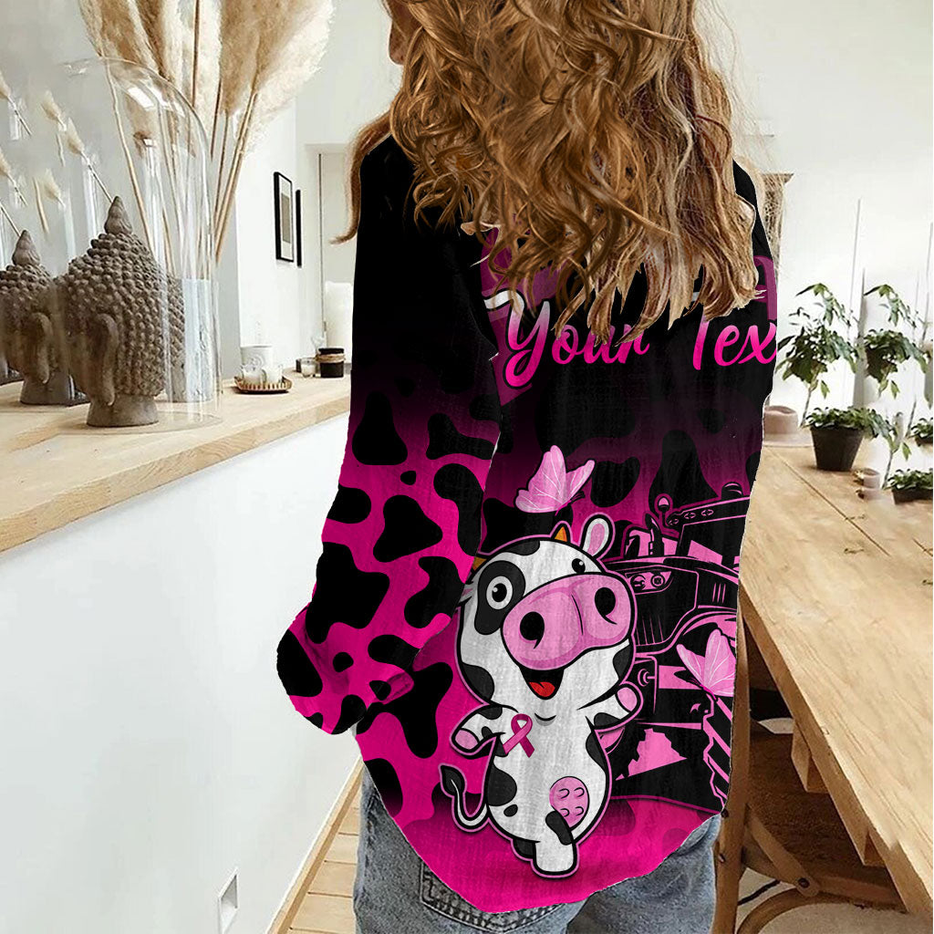 Personalised Save The Udders Women Casual Shirt Farmer Day Breast Cancer Support