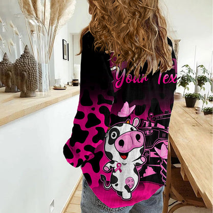 Personalised Save The Udders Women Casual Shirt Farmer Day Breast Cancer Support