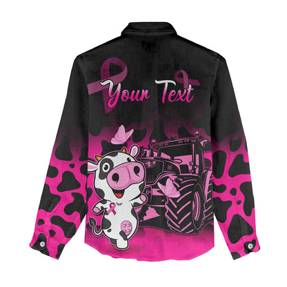 Personalised Save The Udders Women Casual Shirt Farmer Day Breast Cancer Support