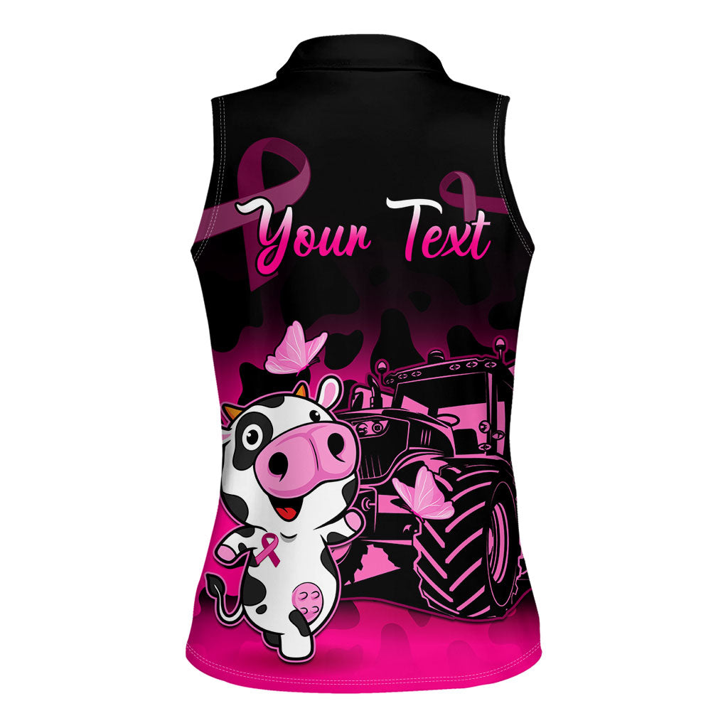 Personalised Save The Udders Women Sleeveless Polo Shirt Farmer Day Breast Cancer Support
