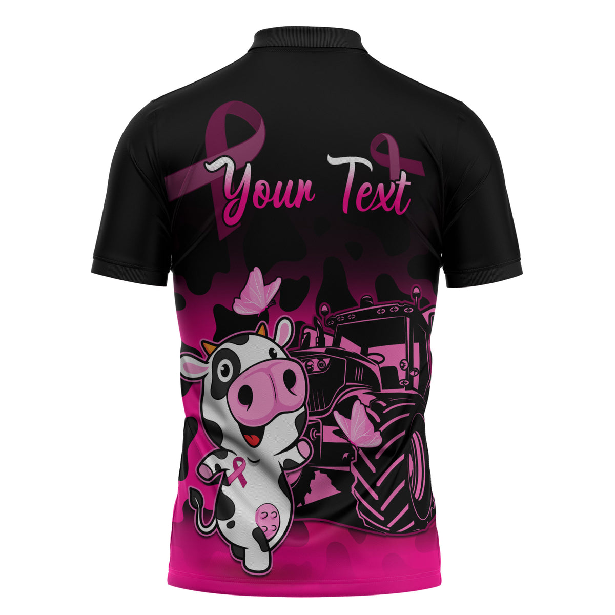 Personalised Save The Udders Zipper Polo Shirt Farmer Day Breast Cancer Support