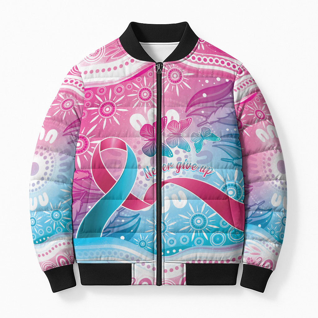 Australia Hereditary Cancer Support Bomber Puffer Jacket Never Give Up