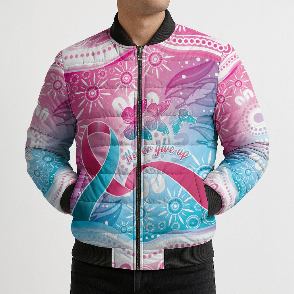 Australia Hereditary Cancer Support Bomber Puffer Jacket Never Give Up