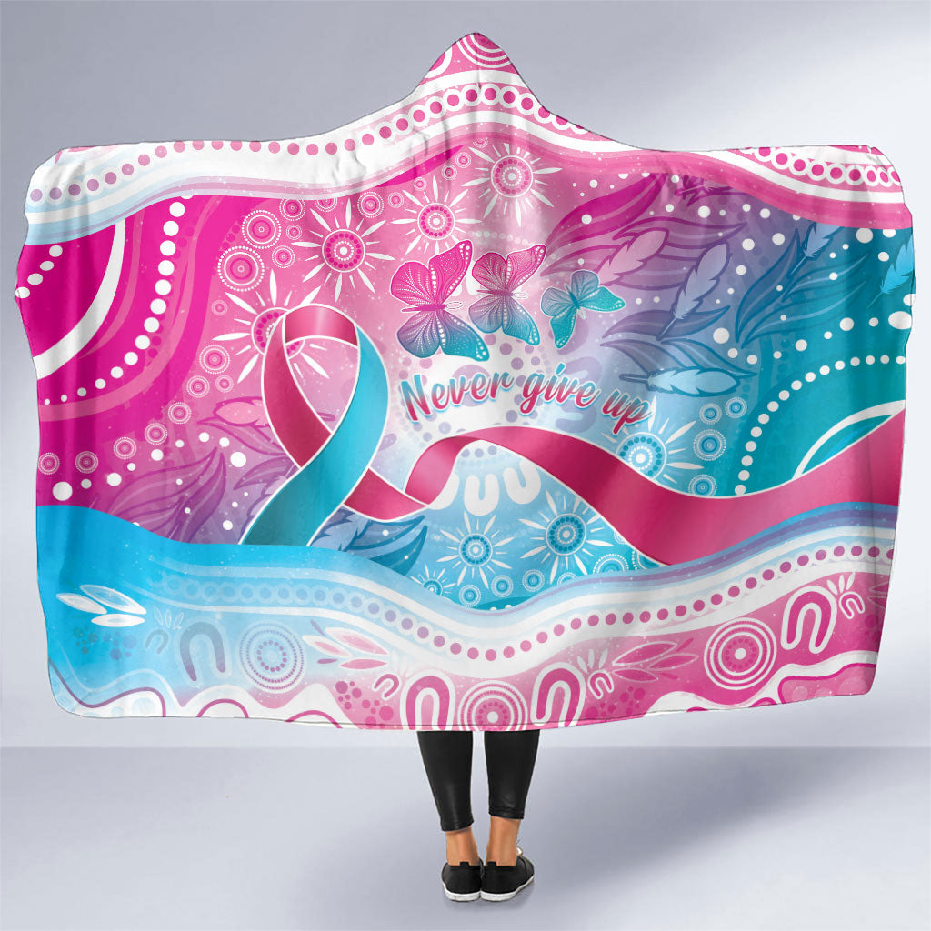 Australia Hereditary Cancer Support Hooded Blanket Never Give Up