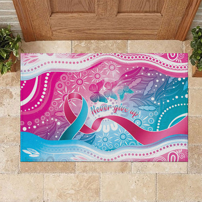 Australia Hereditary Cancer Support Rubber Doormat Never Give Up