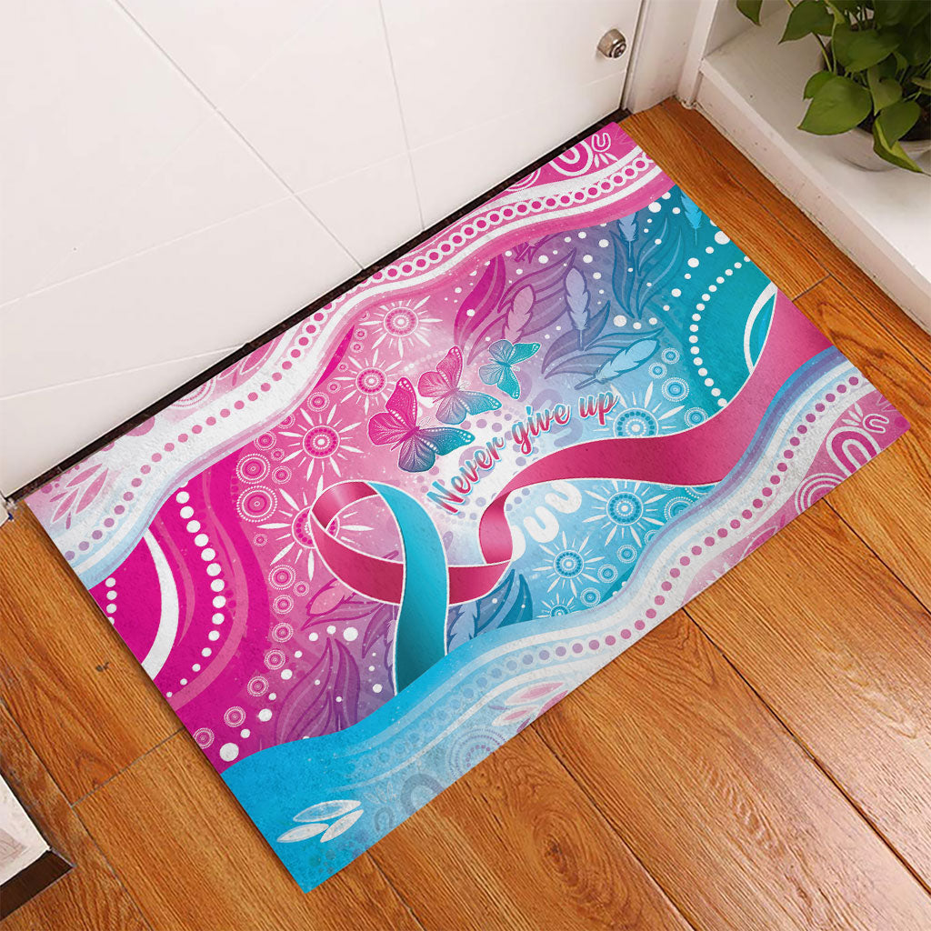 Australia Hereditary Cancer Support Rubber Doormat Never Give Up