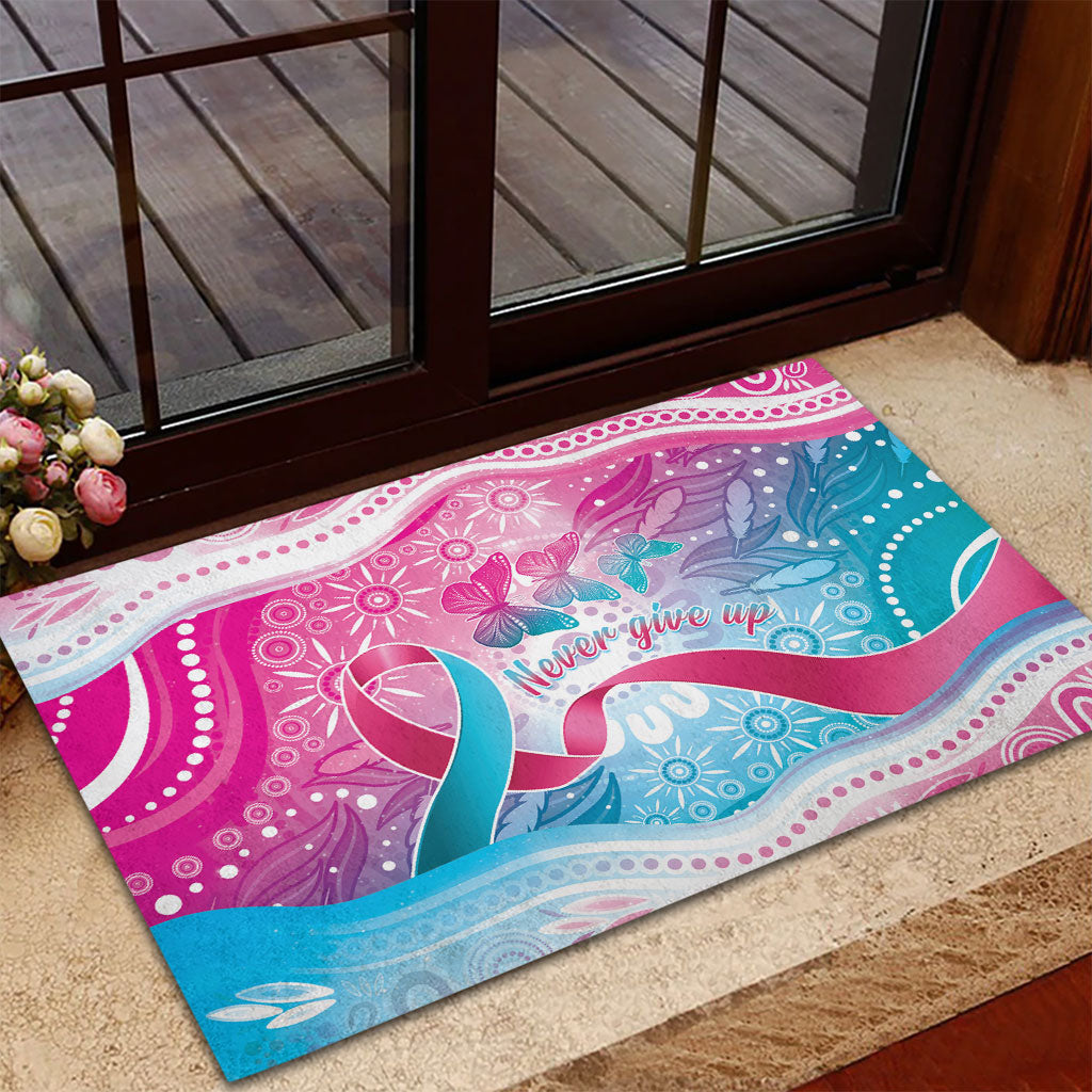 Australia Hereditary Cancer Support Rubber Doormat Never Give Up