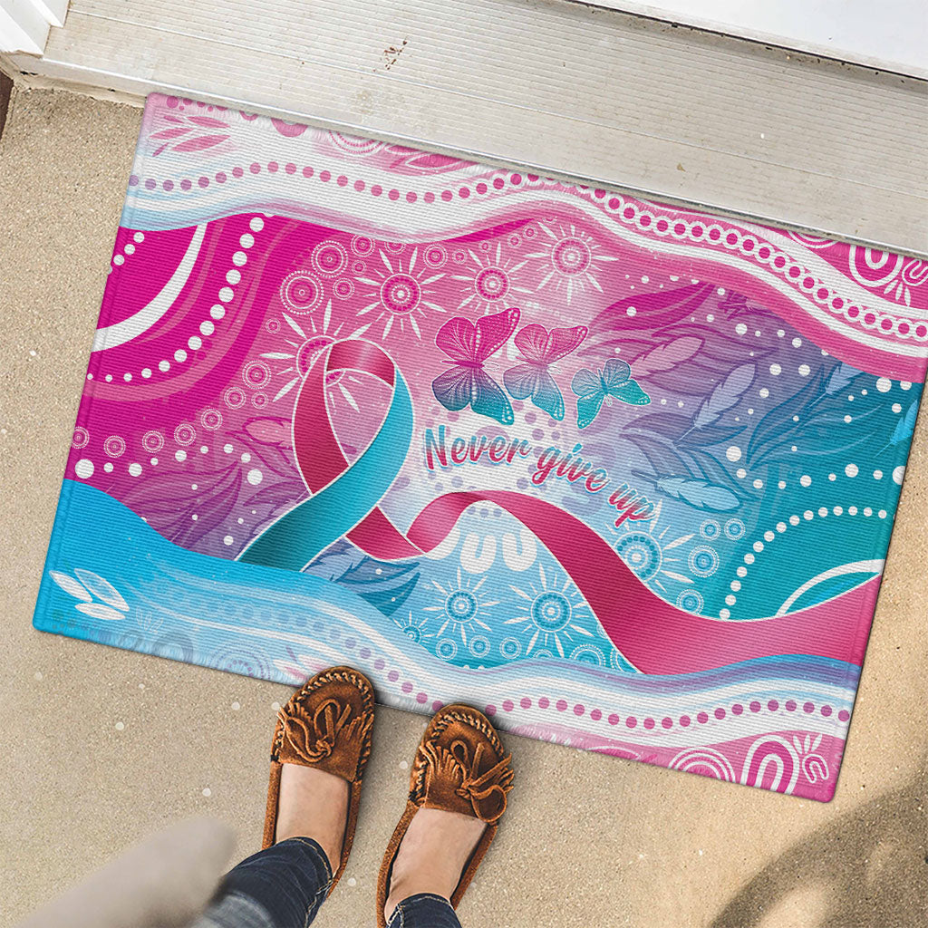 Australia Hereditary Cancer Support Rubber Doormat Never Give Up