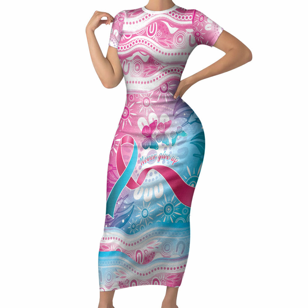 Australia Hereditary Cancer Support Short Sleeve Bodycon Dress Never Give Up