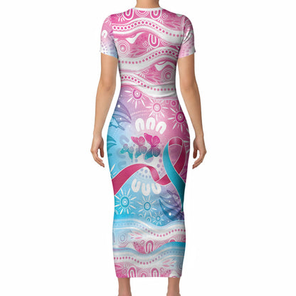 Australia Hereditary Cancer Support Short Sleeve Bodycon Dress Never Give Up