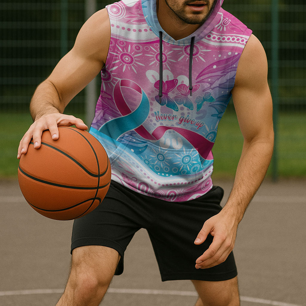 Australia Hereditary Cancer Support Sleeveless Hoodie Never Give Up