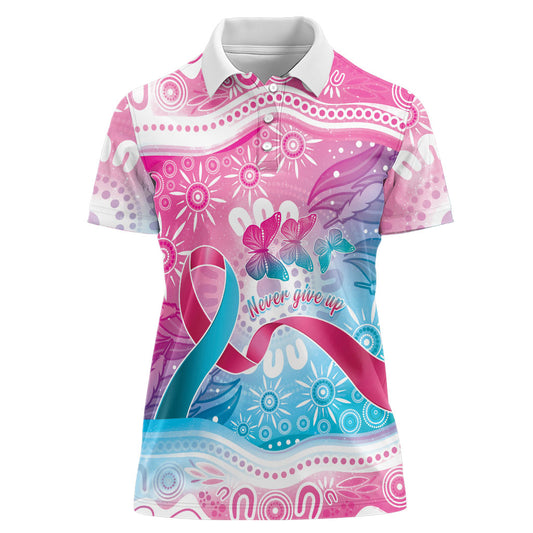 Australia Hereditary Cancer Support Women Polo Shirt Never Give Up