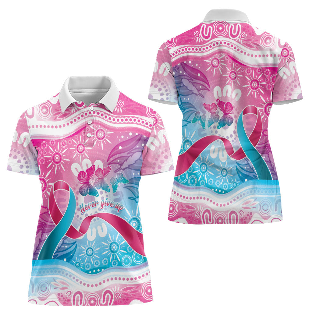 Australia Hereditary Cancer Support Women Polo Shirt Never Give Up