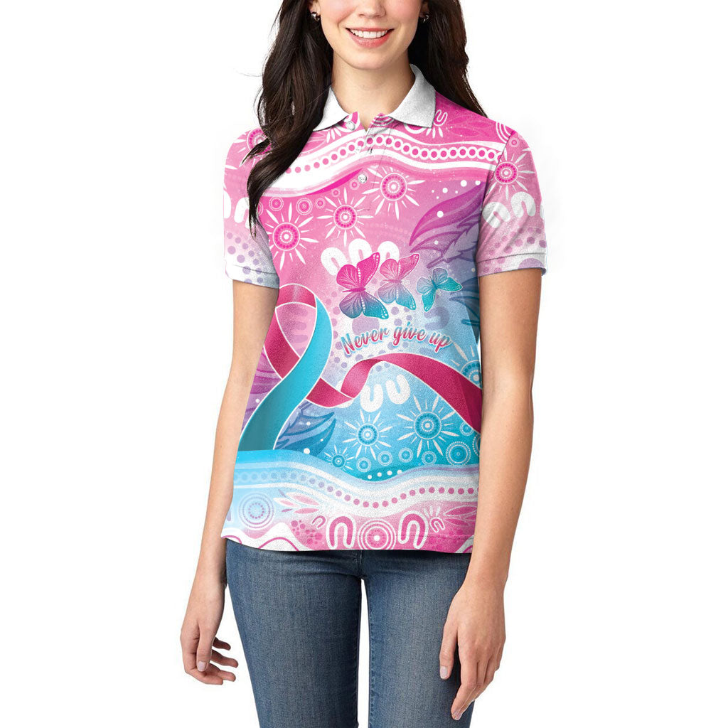 Australia Hereditary Cancer Support Women Polo Shirt Never Give Up