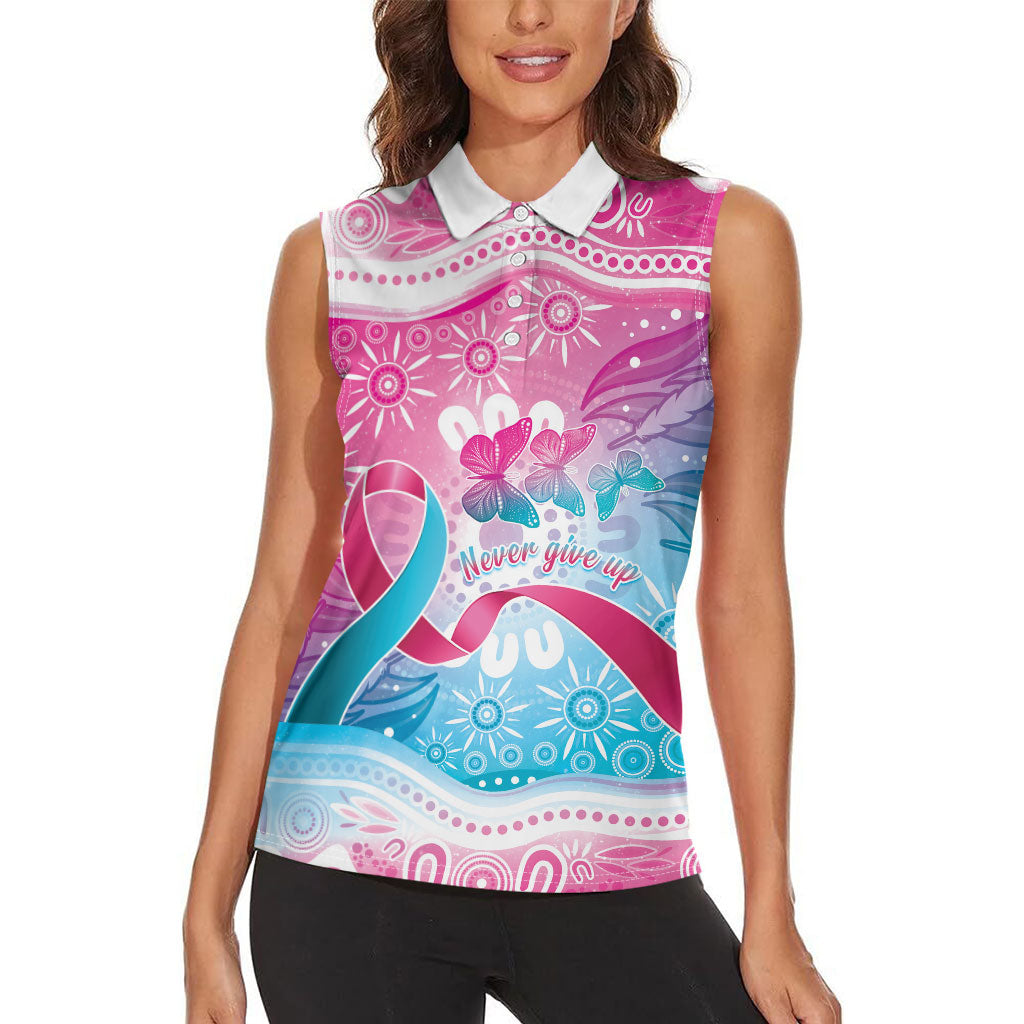 Australia Hereditary Cancer Support Women Sleeveless Polo Shirt Never Give Up