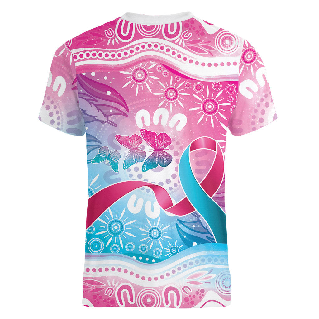 Australia Hereditary Cancer Support Women V-Neck T-Shirt Never Give Up