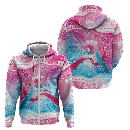 Australia Hereditary Cancer Support Zip Hoodie Never Give Up