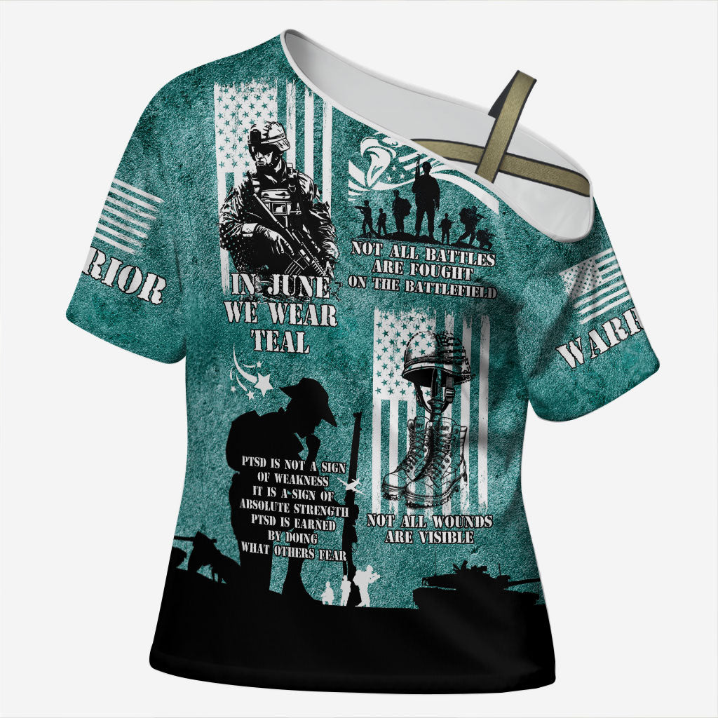 Veteran PTSD Cross Shoulder Shirt Not A Sign Of Weakness It Is Earned By Doing What Others Fear