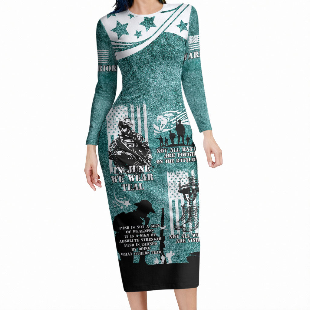 Veteran PTSD Long Sleeve Bodycon Dress Not A Sign Of Weakness It Is Earned By Doing What Others Fear