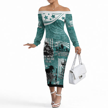 Veteran PTSD Off The Shoulder Long Sleeve Dress Not A Sign Of Weakness It Is Earned By Doing What Others Fear