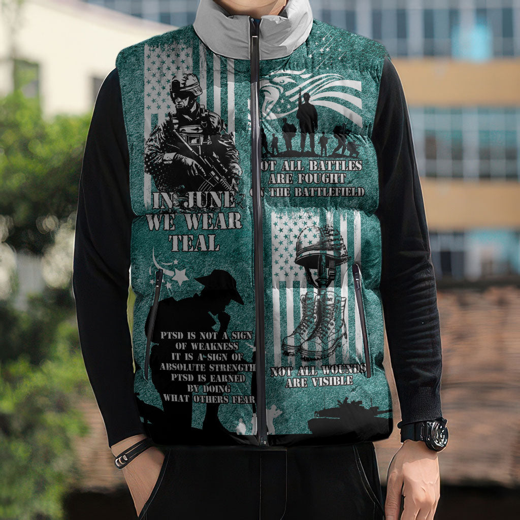 Veteran PTSD Sleeveless Puffer Jacket Not A Sign Of Weakness It Is Earned By Doing What Others Fear