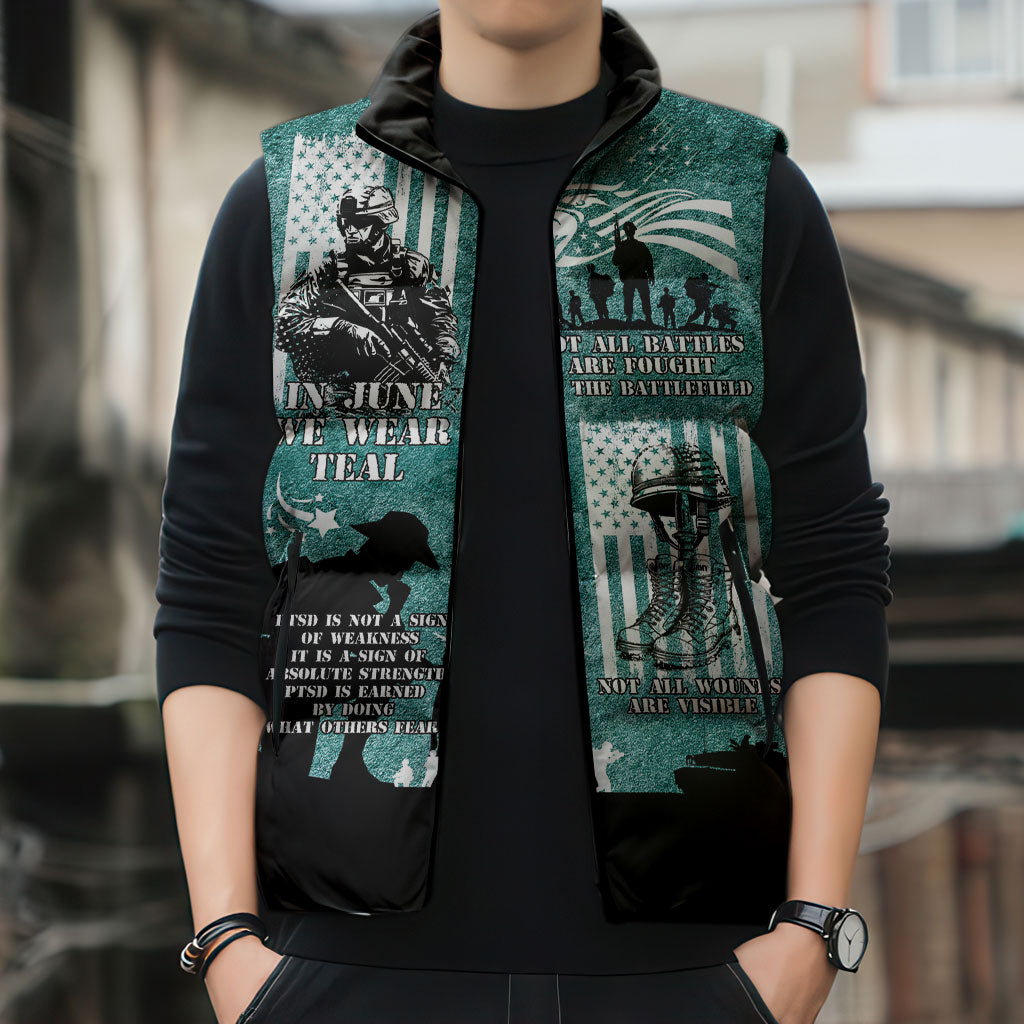 Veteran PTSD Sleeveless Puffer Jacket Not A Sign Of Weakness It Is Earned By Doing What Others Fear