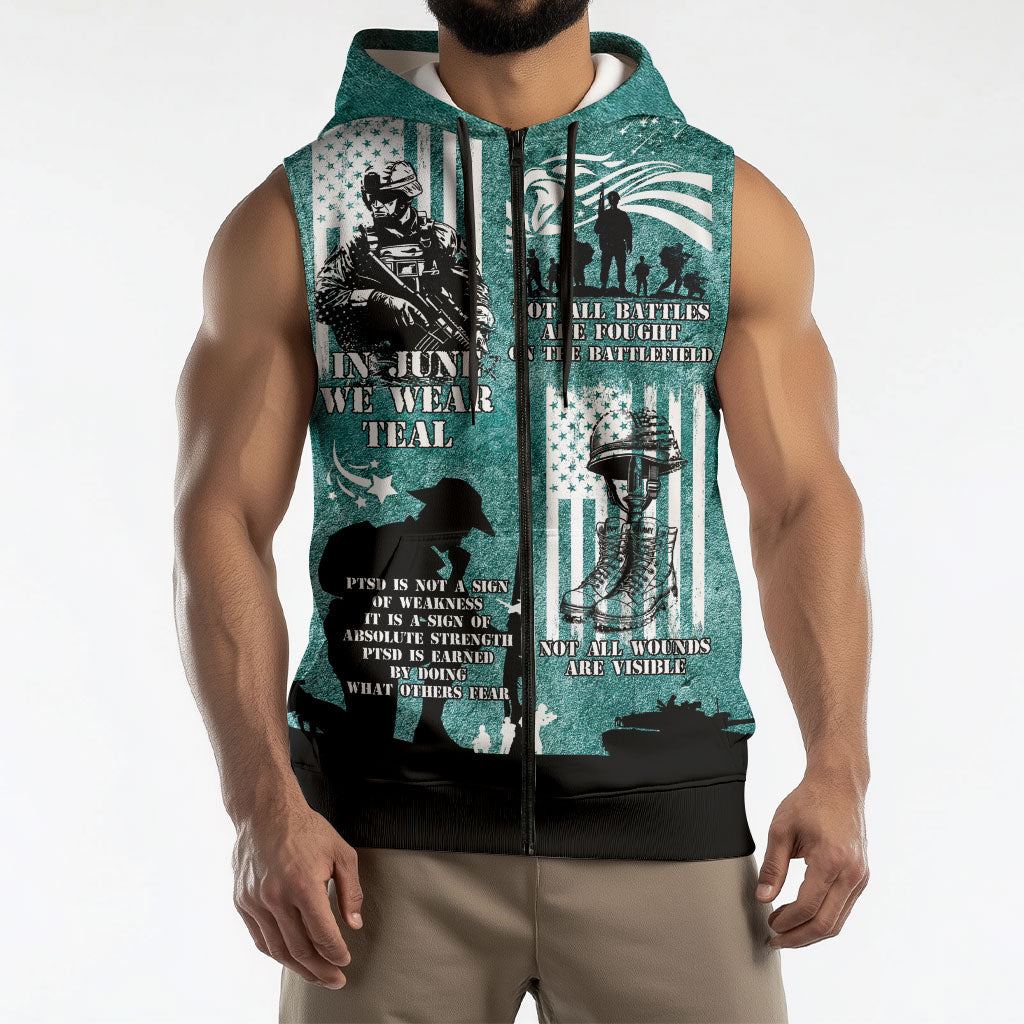 Veteran PTSD Sleeveless Zip Hoodie Not A Sign Of Weakness It Is Earned By Doing What Others Fear