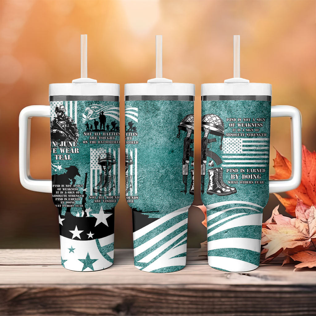 Veteran PTSD Tumbler With Handle Not A Sign Of Weakness It Is Earned By Doing What Others Fear