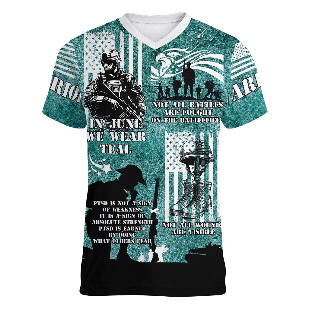 Veteran PTSD Women V-Neck T-Shirt Not A Sign Of Weakness It Is Earned By Doing What Others Fear