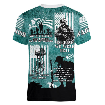 Veteran PTSD Women V-Neck T-Shirt Not A Sign Of Weakness It Is Earned By Doing What Others Fear