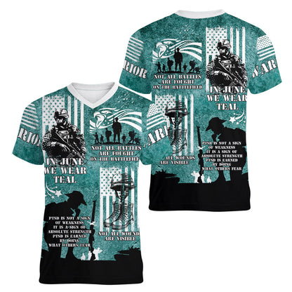 Veteran PTSD Women V-Neck T-Shirt Not A Sign Of Weakness It Is Earned By Doing What Others Fear