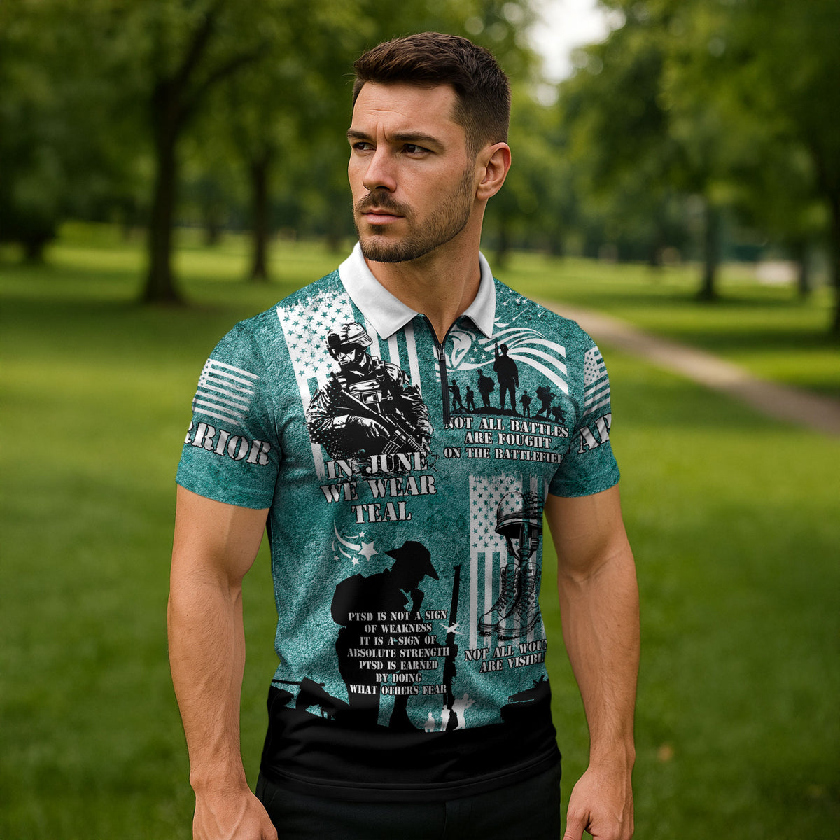 Veteran PTSD Zipper Polo Shirt Not A Sign Of Weakness It Is Earned By Doing What Others Fear