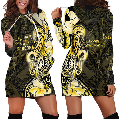 Sarcoma Support Hoodie Dress You Are Stronger Than Sarcoma