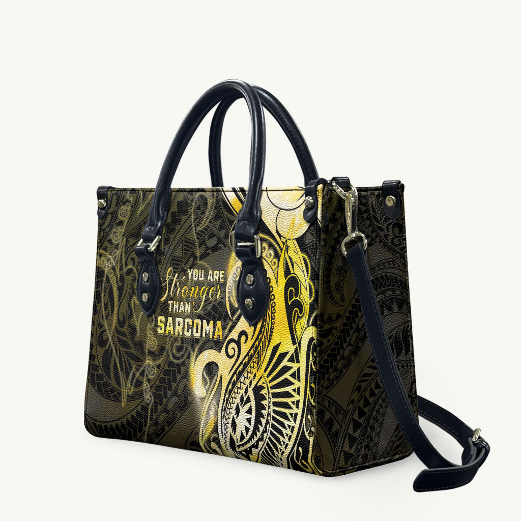 Sarcoma Support Leather Bag You Are Stronger Than Sarcoma