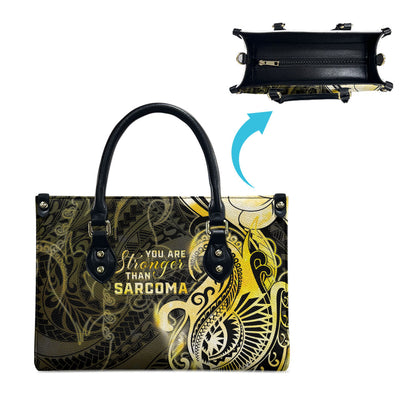 Sarcoma Support Leather Bag You Are Stronger Than Sarcoma