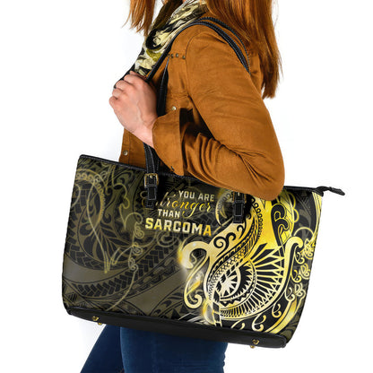 Sarcoma Support Leather Tote Bag You Are Stronger Than Sarcoma