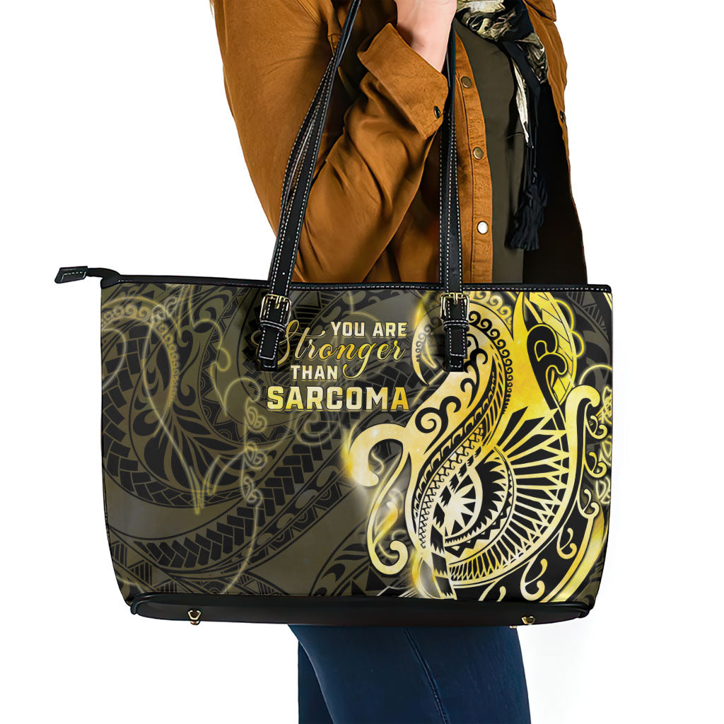 Sarcoma Support Leather Tote Bag You Are Stronger Than Sarcoma