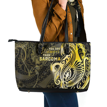 Sarcoma Support Leather Tote Bag You Are Stronger Than Sarcoma